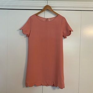 Coral scalloped mini dress